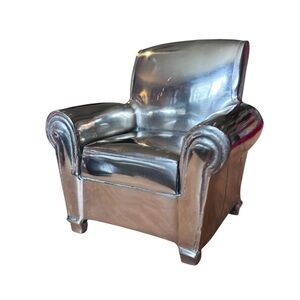 Vintage Chrome Metal Art Deco Miniature Armchair Bookend